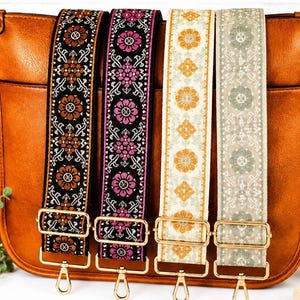 Embroidered Boho Purse Strap, Adjustable 2-Inch Wide Shoulder Bag