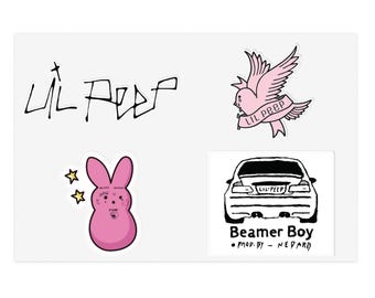 Lil Peep Sticker Sheet — Punk Pink Bunny, Dove & 'Beamer Boy' stickers