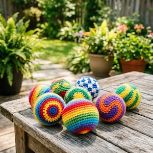 Hacky Sack de ganchillo hecho a mano, pelota de malabares, juguete bohemio para exteriores, pelota sensorial antiestrés
