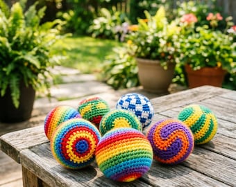 Handmade Crochet Hacky Sack, Juggling Footbag, Boho Outdoor Toy, Sensory Fidget Ball