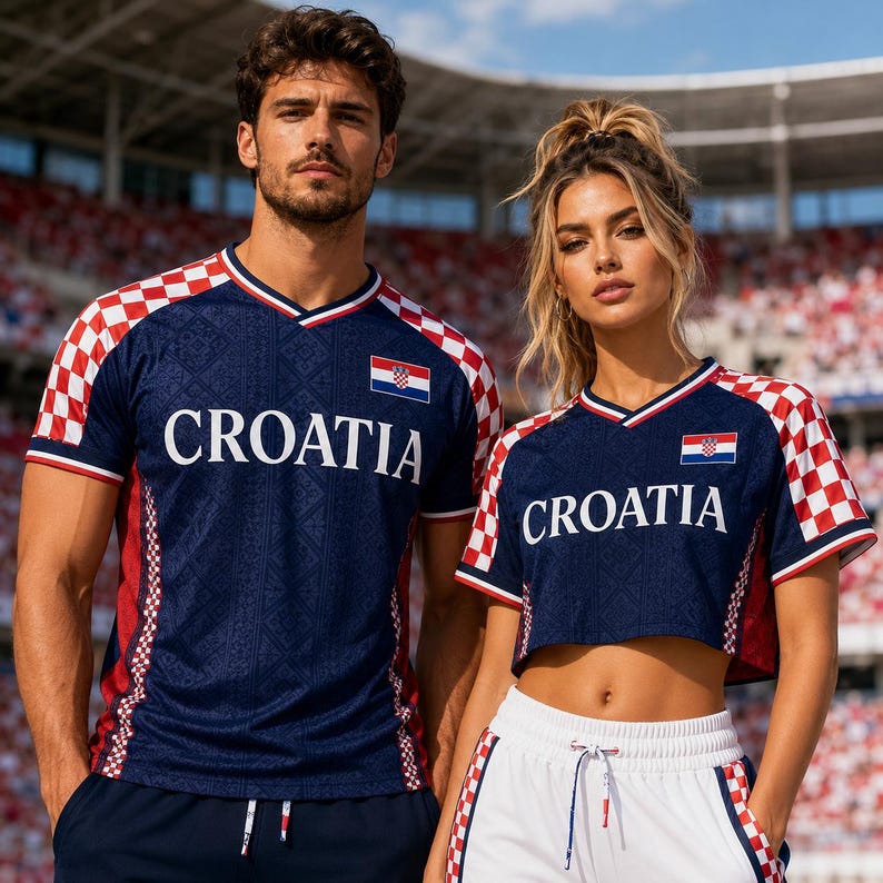 Conjunto de camiseta de Croacia, camiseta de fútbol de Croacia a juego, conjunto para adulto y top corto para aficionados, regalo de fútbol personalizado con nombre y número imagen 6