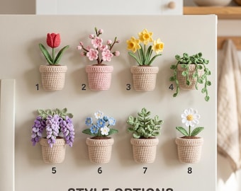 Hand-Crocheted Potted Plant Magnet, Boho Mini Decor, Cotton Yarn Flower Pot Accent