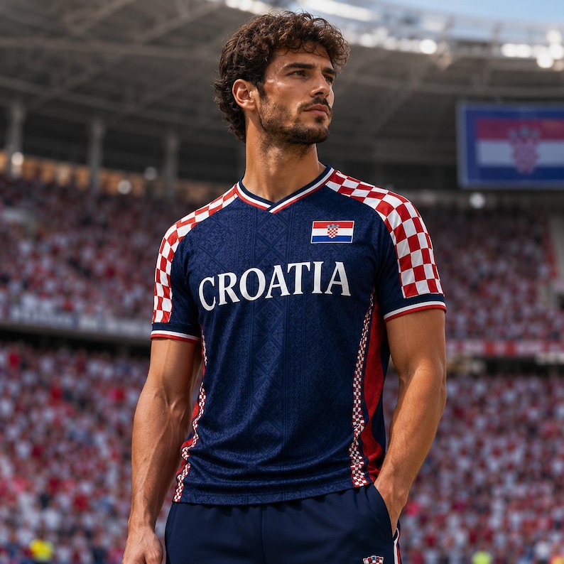 Conjunto de camiseta de Croacia, camiseta de fútbol de Croacia a juego, conjunto para adulto y top corto para aficionados, regalo de fútbol personalizado con nombre y número imagen 3
