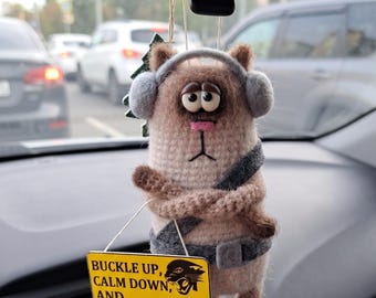 Funny Car Hanging Sheep, Buckle Up Enjoy The Ride, Cute Rearview Mirror Charm, Emotional Support Car Buddy, Gift for Driver