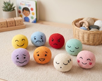 Crochet Emotion Balls, Feelings Sensory Toy, Handmade Emotional Support Balls, Calm Corner Toy for Kids, ADHD Autism Therapy Gift