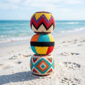 Crochet Hacky Sack Footbag, Handmade Knit Juggling Ball, Boho Outdoor Toy, Festival Fidget Ball, Sensory Stress Toy for Kids & Adults
