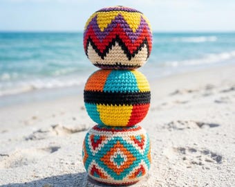 Crochet Hacky Sack Footbag, Handmade Knit Juggling Ball, Boho Outdoor Toy, Festival Fidget Ball, Sensory Stress Toy for Kids & Adults