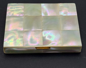 Vintage Mother of Pearl Makeup Compact with Mirror & Powder (1950s)
