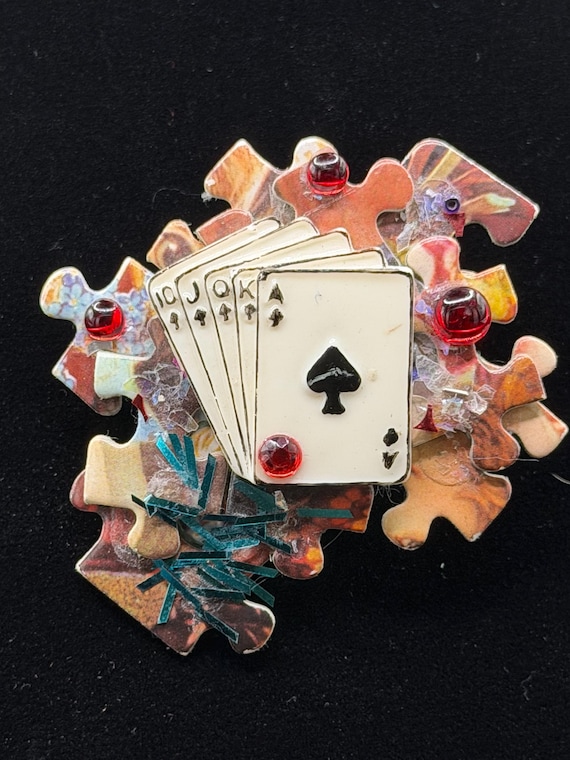 Casino Themed Handcrafted Brooch - Lady Luck