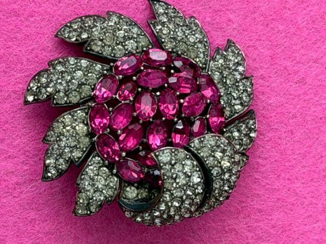 Rare Crown Trifari Fuchsia Pink Alfred Philippe Diamonte Brooch - Etsy