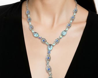 Vintage Avon Blue Necklace and Earring Set