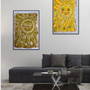 estampado de bloque solar celestial radiante