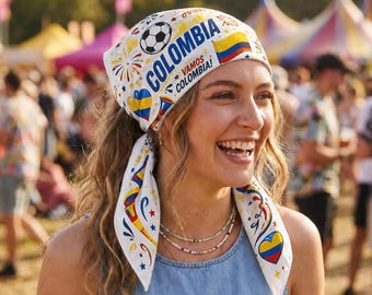 Colombia Soccer Scarf, Colombian Flag Satin Headband, Game Day Accessory