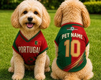 Personalized Portugal Soccer Dog Jersey, Custom Pet Name Sports Shirt