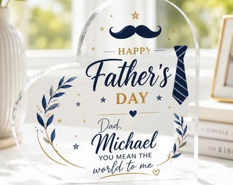 Personalized Father's Day Heart Plaque, Custom Dad Gift, Acrylic Keepsake