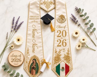 Personalized 2026 Graduation Stole with Text/Logo: Custom Senior Grad Gifts