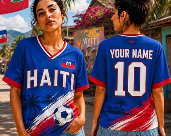 Personalized Haiti Soccer Jersey, Custom Name Number, All Over Print Fan Top