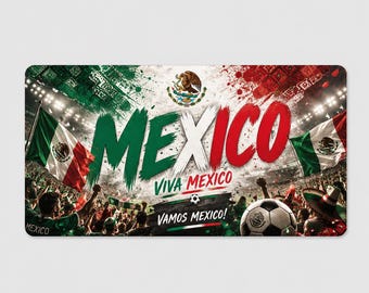 Mexico Soccer Fan Desk Mat, Viva Mexico Gaming Mouse Pad, Mexican Flag Football Gift