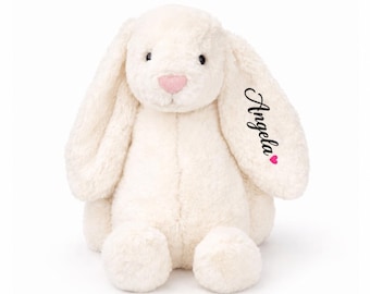 Personalized Embroidered Bunny Plush Toy, Custom Name Stuffed Rabbit, Baby Shower Easter Gift