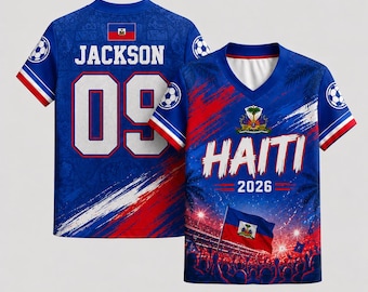 Personalized Haiti Soccer Jersey, Custom Name Number Shirt, Haitian Flag Football Fan Apparel