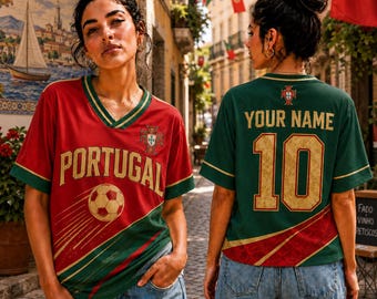 Personalized Portugal Soccer Jersey, Custom Name Number All Over Print Shirt