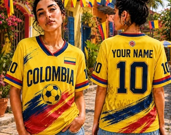 Personalized Colombia Soccer Jersey, Custom Name Number All Over Print Shirt