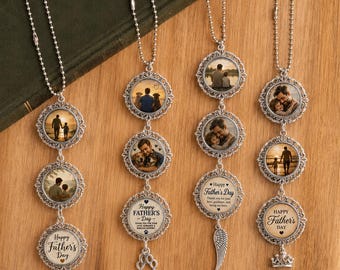 Personalized Photo Car Charm, Custom Rearview Mirror Ornament, Father's Day Gift, Keepsake