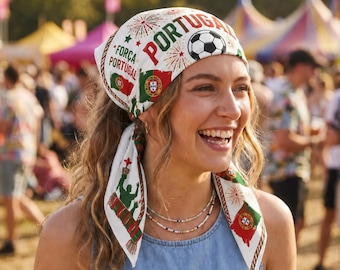 Portugal Soccer Scarf, Portuguese Flag Hair Bandana, Satin Fan Accessory