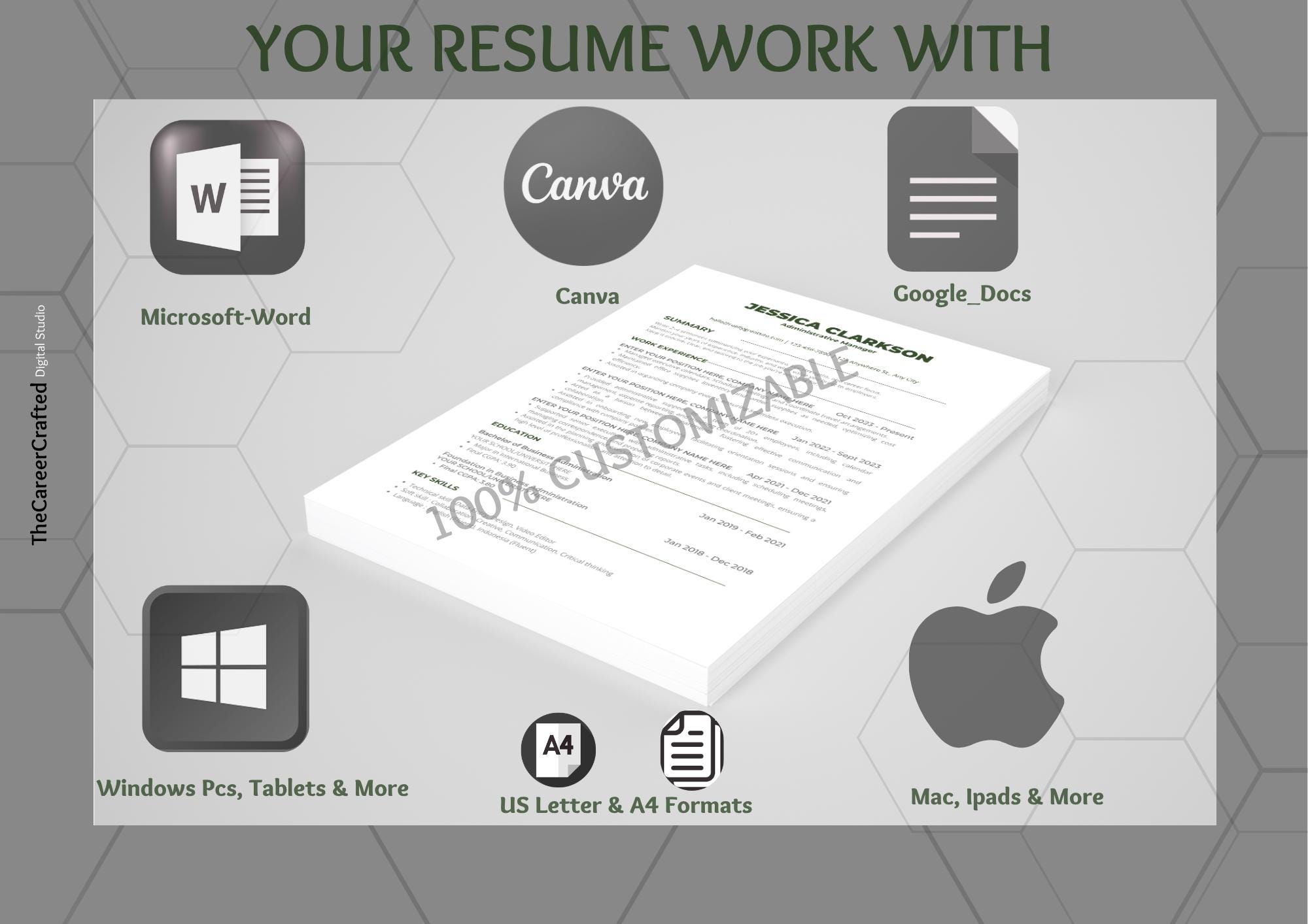 ATS Resume Template | Editable CV Template Word | Professional Resume ...