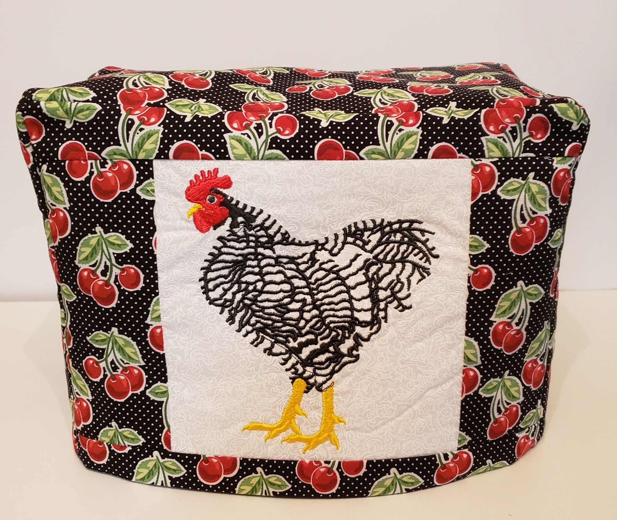 h 2 Slice Slot Farmer's Market Roosters Barnyard Poultry Fresh Eggs Reversible Toaster Appliance Dust Cover Cozy 11.5 l x 7.5 x 5.5 w 
