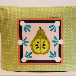 Abstract Pear Toaster Cover – Quilted 2-Slice Appliance Cozy, Modern Farmhouse Kitchen Decor, Fits Toasters 10” x 8” x 6”