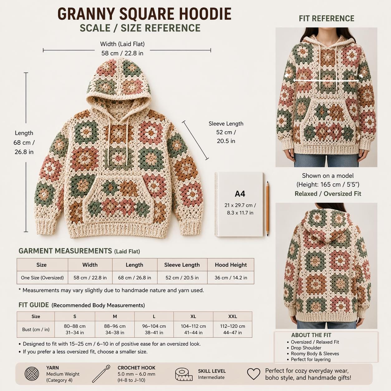 30 Hoodie Crochet Patterns: Cozy Pullovers, Animal Hoods, and Giftable Crochet Ideas 29 Granny Square Hoodie Crochet Pattern