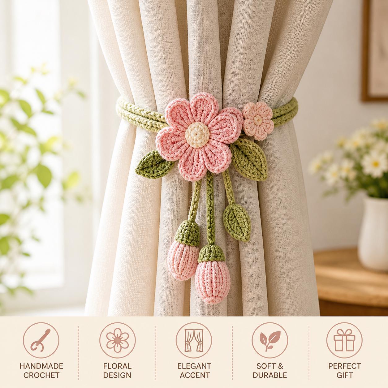 Crochet Curtain Tieback Pattern Floral Holder