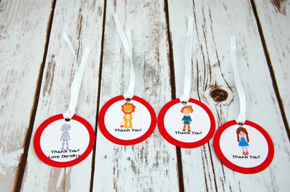 12 Wizard of Oz Party Favor Tags, Princess Party Thank You Tags, Wonderful Wizard Party Favor, Goody Bag Tag, You Choose Characters Il_570xn