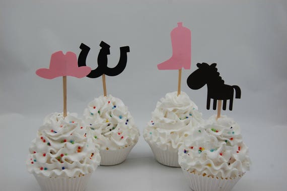 Cowgirl Birthday Party Basic Cupcake Toppers, Farm Party Toppers, Cowgirl Birthday Party Decorations (setof 12) Il_570xn