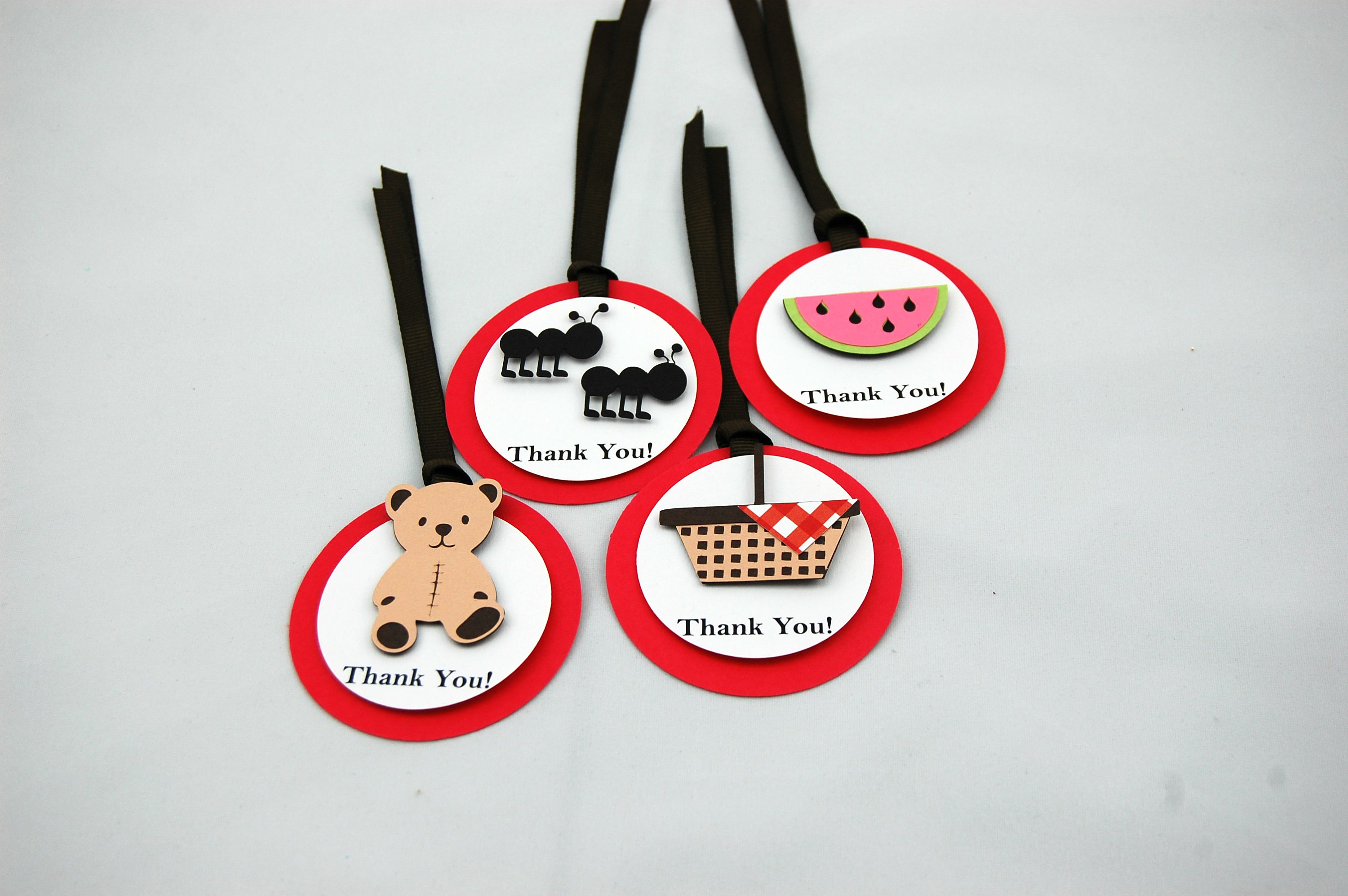 teddy bear picnic favor tags set of 12 etsy
