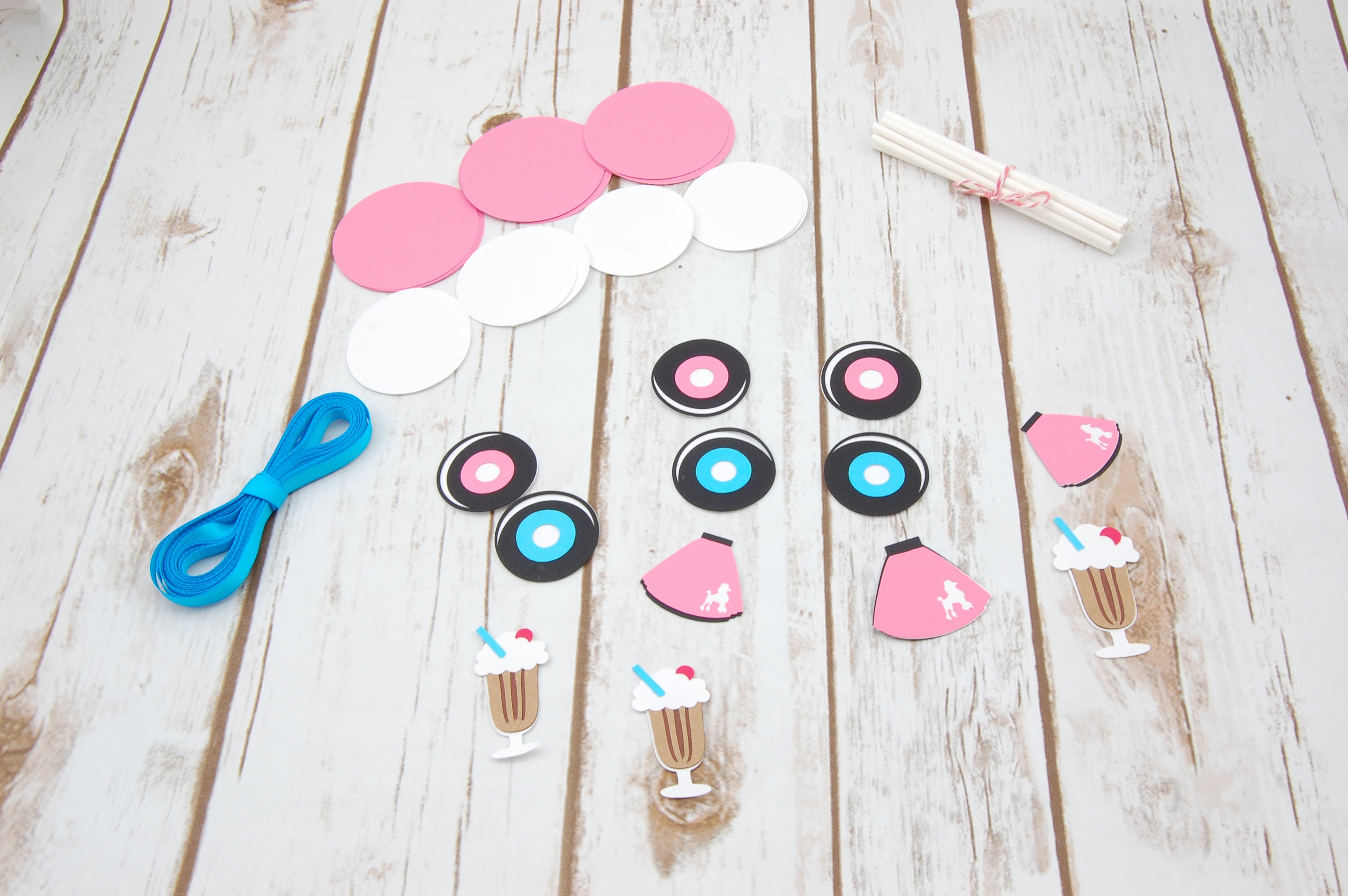Diy Sock Hop Themed Birthday Party Cupcake Toppersfabulous Etsy