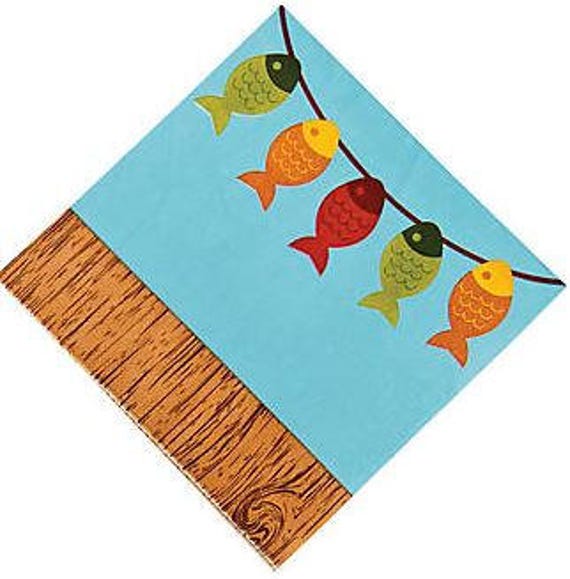 Little Fisherman Party Lunchoen Napkins, Fishing Party Paper Napkins, Dinner Napkins, Birthday Party Tableware (set of 16) Il_570xn