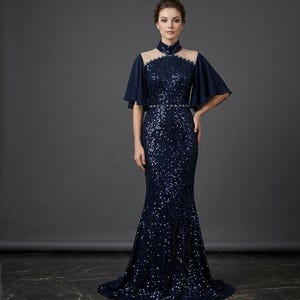 slim fit dress slacks Luxury Couture Beaded Black Formal Dress - Size 12