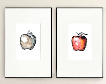 Set apple prints, choose one or more print option, modern print set, modern fruit print, set amount, set option, kitchen wall art, apple art