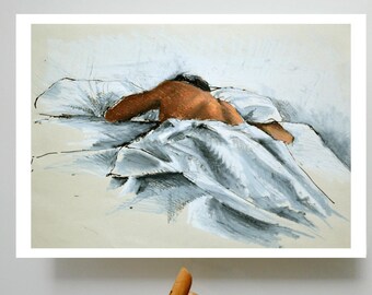 Nu masculin, art masculin, impression de nu masculin, impression d’art nu masculin, art mural nu, impression cadeau, impression numérique masculine, art nu, dessin, impression d’art, ooak