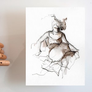 Original Skizze Tanz Kunstwerk, Skizze Kunst Original weiblich, moderner Tanz Bleistift Kunst Original, ursprüngliche zeitgenössische weibliche Kunstzeichnung, Kunst