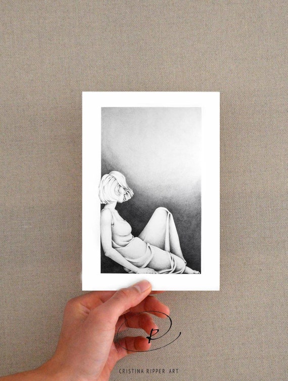 Kobiecy Druk Druk Dessin Grafika ścienna Rysunek Ołówek Ołówek Rysunek Grafitowy Art