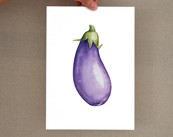 Eggplant glicee print, glicee, vegetable art, eggplant art, print wall art, kitchen wall art, kitchen wall art, eggplant illustration print