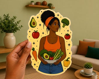 Schwarzes Mädchen Vegan Vegetarisch Laptop Notebook Wasserflasche 3 "Die-Cut Vinyl Aufkleber