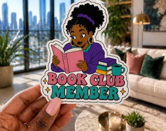 Book Club Mitglied African American Girl Black Girl 90er Jahre Retro Pop Art Wasserdicht 3 "Die-Cut Vinyl Aufkleber