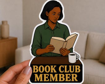 Book Club Mitglied Schwarzes Mädchen 90er Jahre Retro Pop Art Illustration Vinyl Aufkleber Wasserdicht 5 "große gestanzte Vinyl Aufkleber Aufkleber