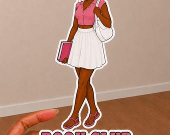 Book Club Mitglied Black Girl 90s Retro Pop Art Wasserdichter 5 "großer gestanzter Vinyl-Aufkleber