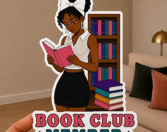 Book Club Mitglied African American Woman Black Girl 90s Retro Pop Art Wasserdichter 12,7 cm großer gestanzter Vinyl-Aufkleber