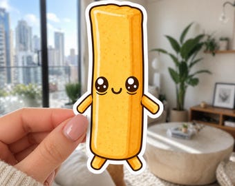 Pegatina de vinilo impermeable de 10 cm con diseño divertido de papas fritas estilo Kawaii, con estética de comida rápida.